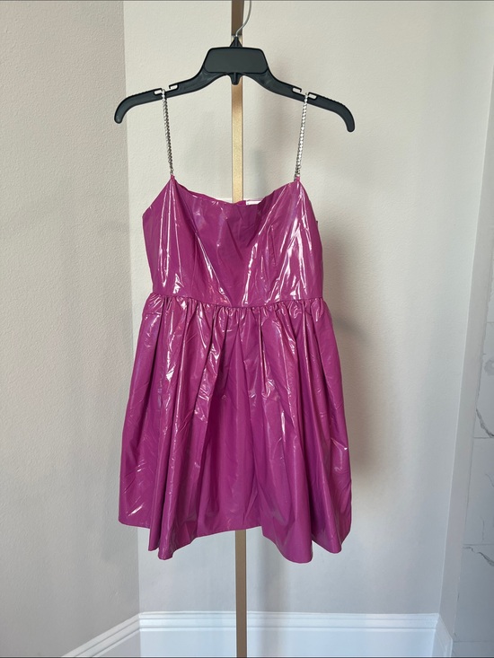 QUEEN OF SPARKLES Dresses & Skirts - QUEEN OF SPARKLES Hot Pink Shiny Midi Dress with Chain Straps